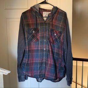 Flannel Hoodie Sweatshirt
